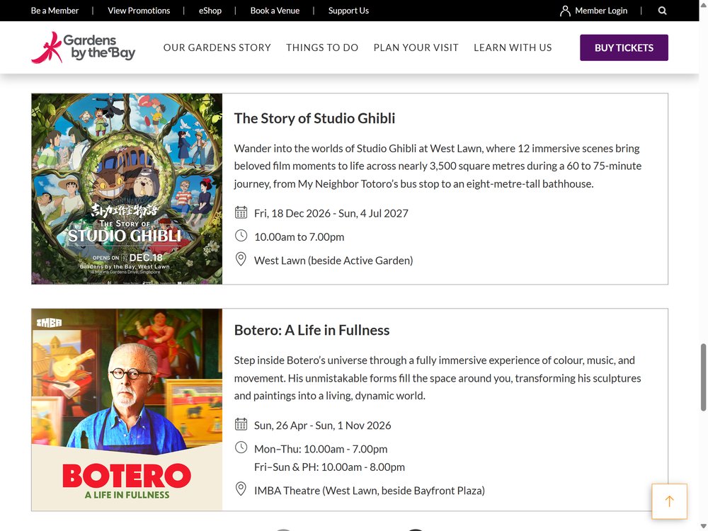 濱海灣花園活動日曆:The Story of Studio Ghibli 2026/12/18–2027/7/4,10:00–19:00,West Lawn